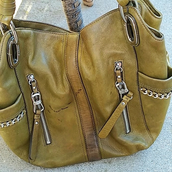 ☘️B. Makowsky Shoulder Bag. Olive Green Leather. - Picture 2 of 8